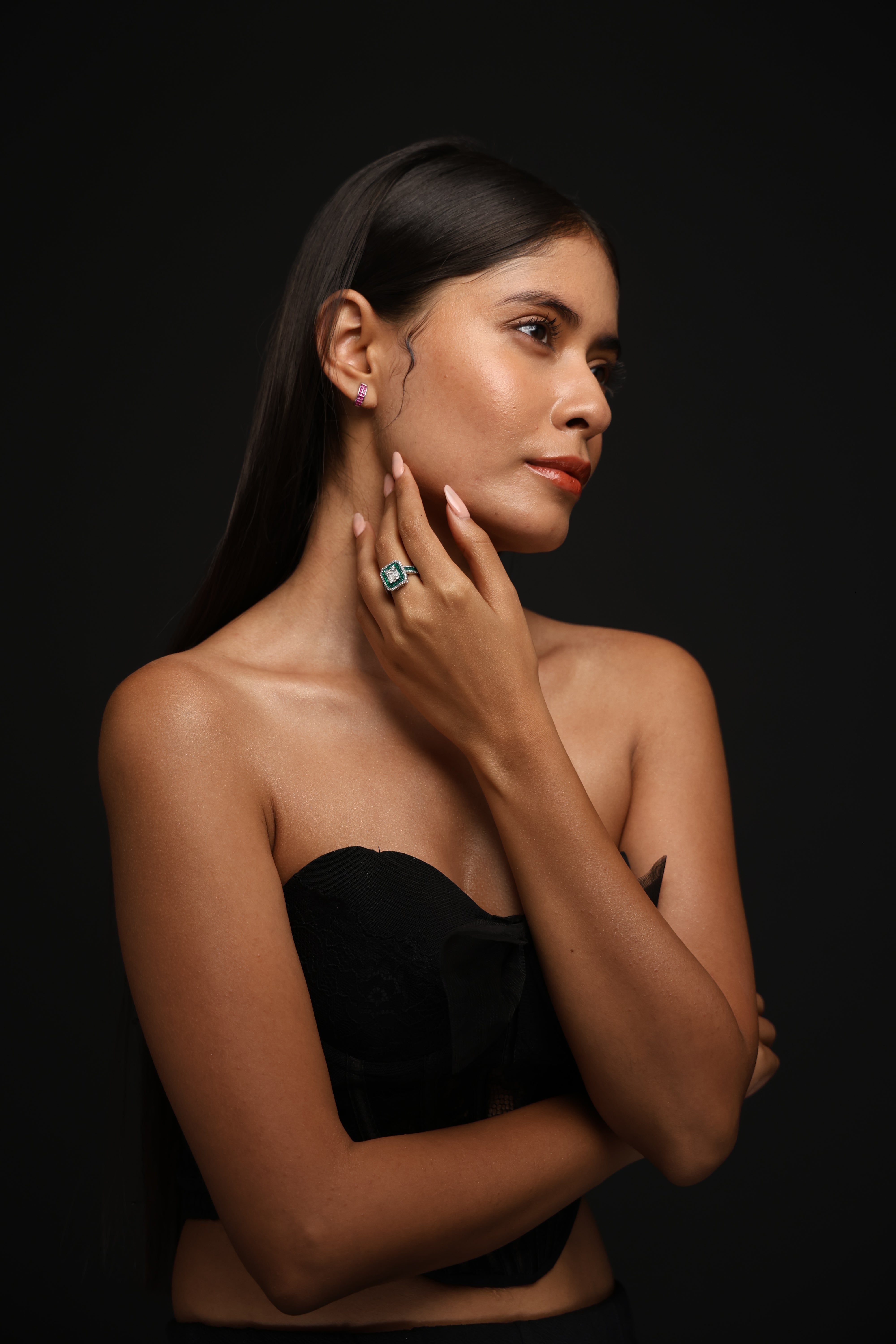 Emerald Halo Cocktail Ring