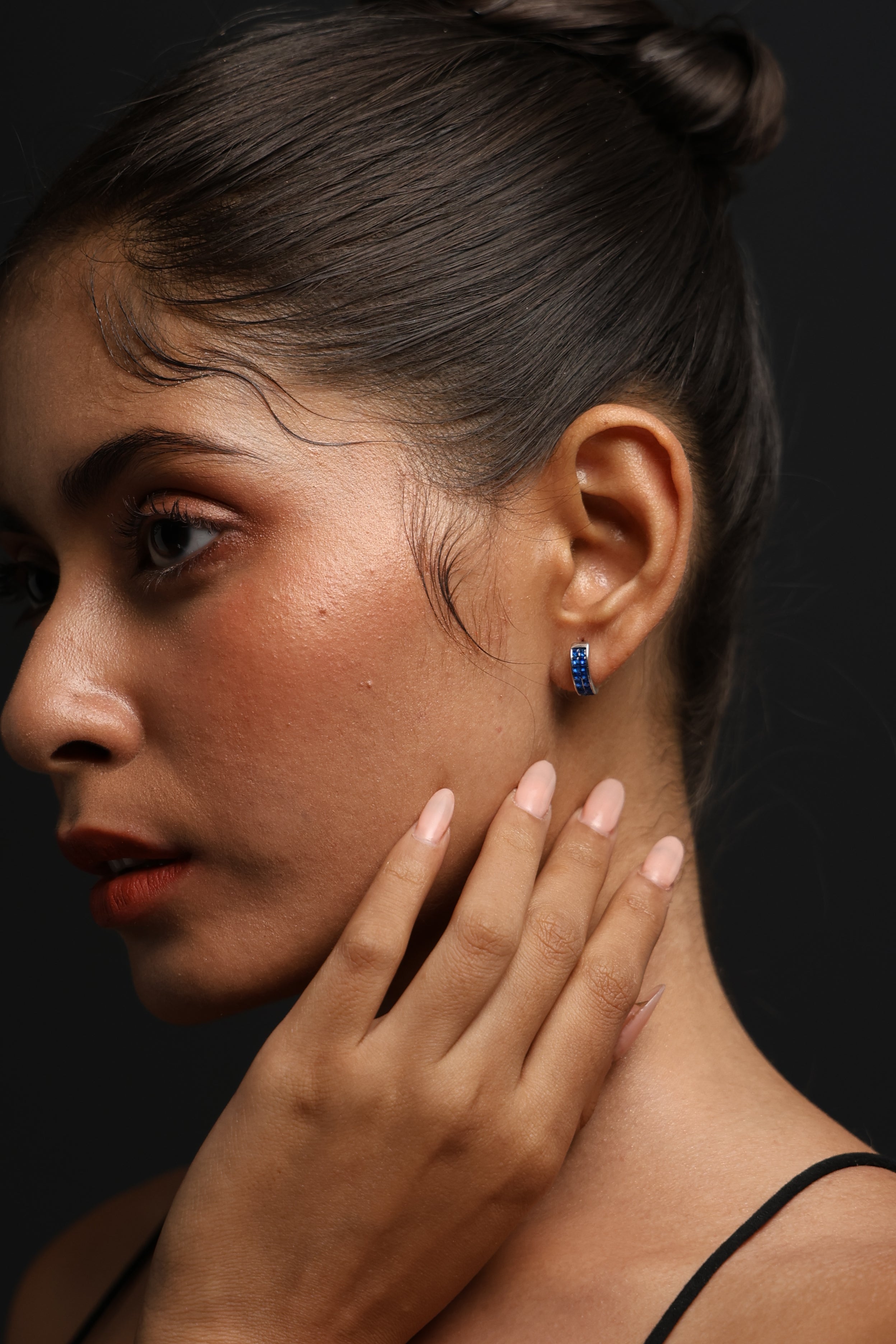 Blue Sapphire Mini Hoops