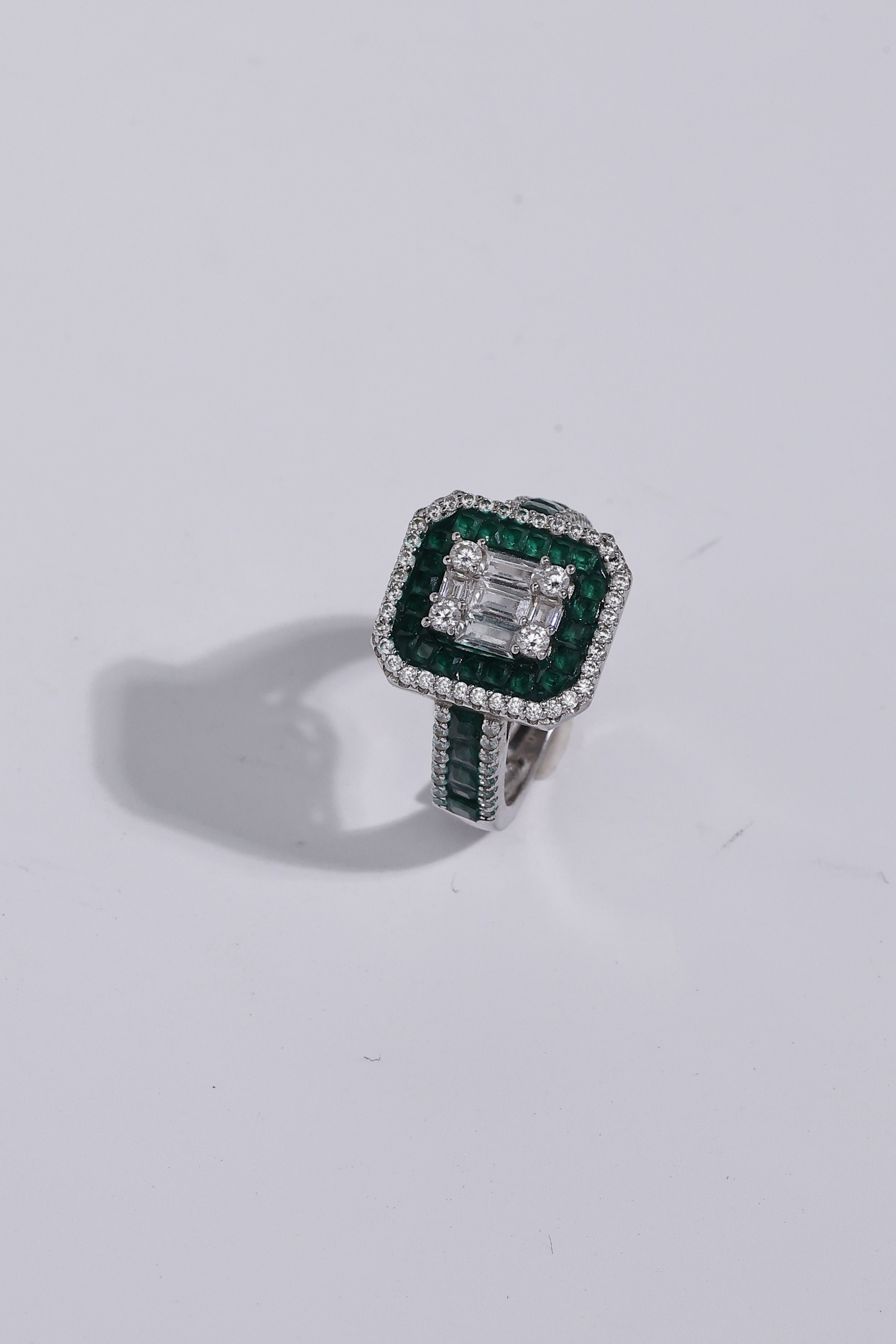 Emerald Halo Cocktail Ring