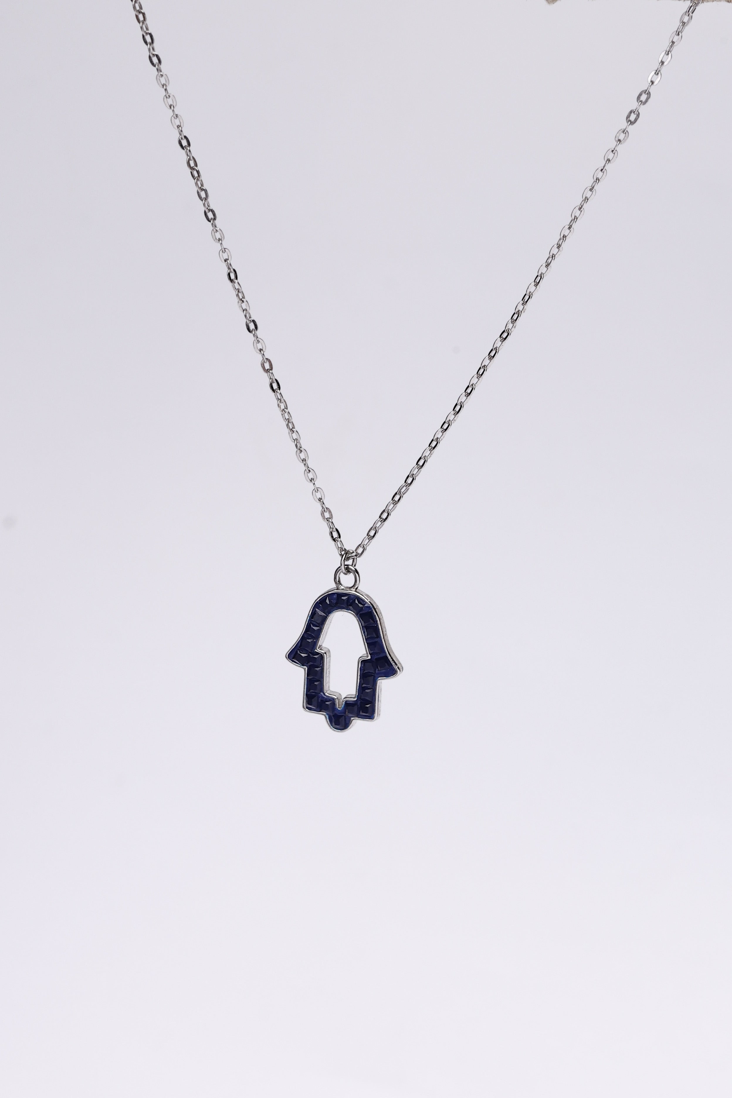 Blue Sapphire Hamsa Necklace