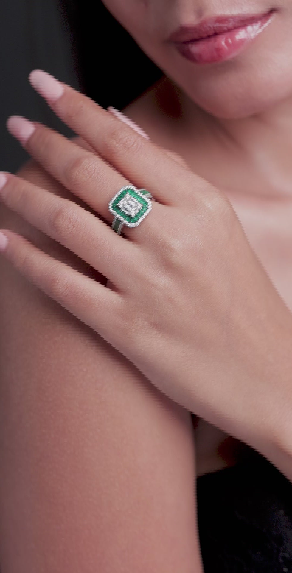 Emerald Halo Cocktail Ring